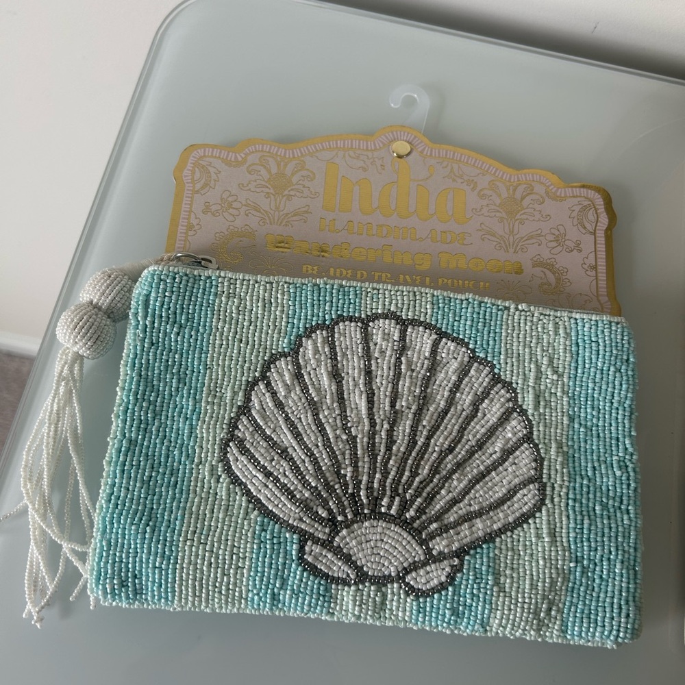 Viral Beaded Shell striped Coin Pouch